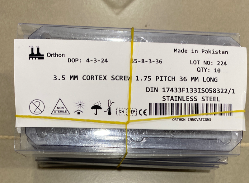 Vít xương cứng 3,5mm dài 36mm - Pakistan