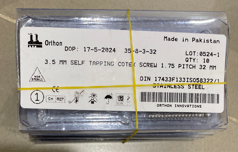 Vít xương cứng 3,5mm dài 32mm - Pakistan