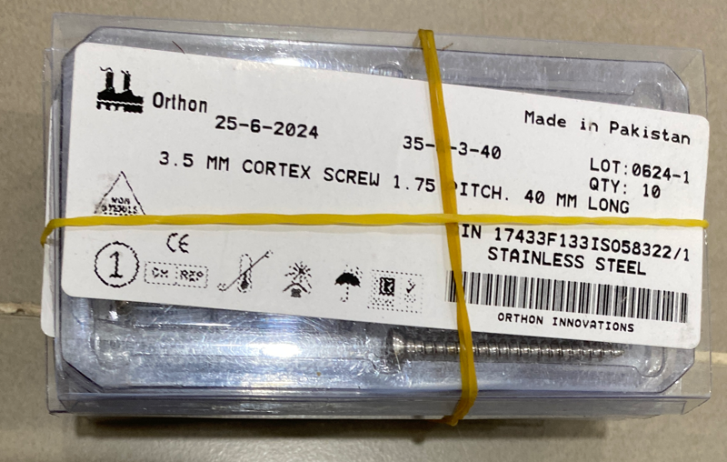 Vít xương cứng 3,5mm dài 40mm - Pakistan