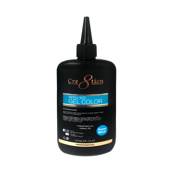 Cre8tion - Soak Off Gel Super Black 8oz