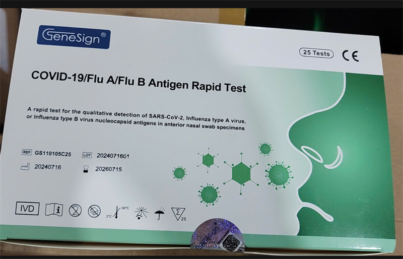 Test cúm + covid 3in1 (Covid 19/Flu A/Flu B Antigen Rapid Test)(Hộp 25 test) - Genesign/Trọng Tín