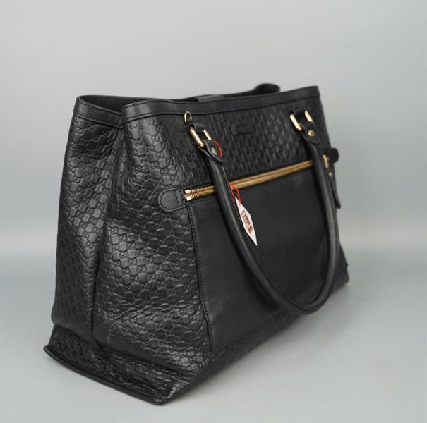 Túi GG tote đen vân nổi (510290493075) sz40 KG+