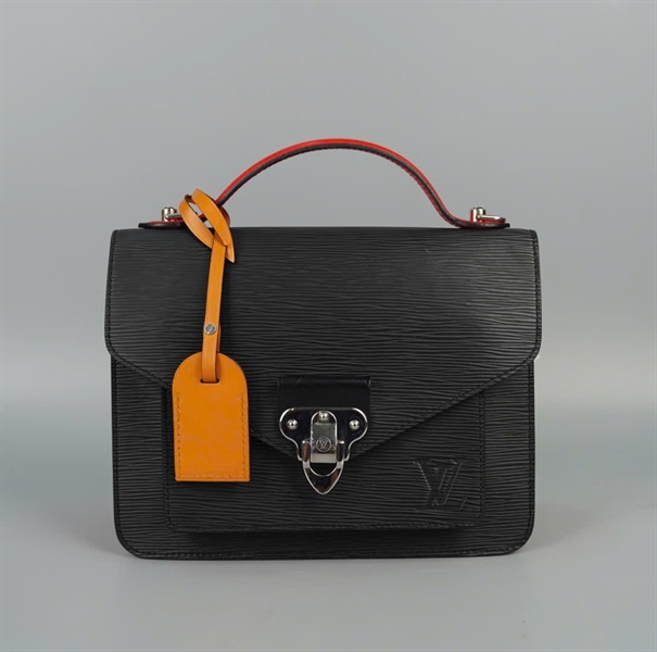 Túi LV Monceau đen strap xanh dương sz24 (HC)+