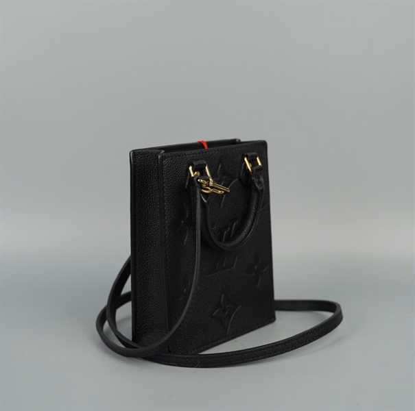 Túi LV Sac Plat da bê hoa đen sz13 +