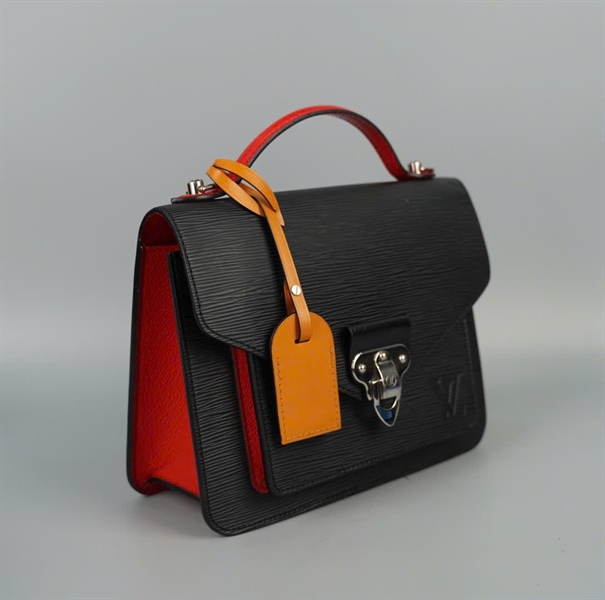 Túi LV Monceau đen strap xanh dương sz24 (HC)+