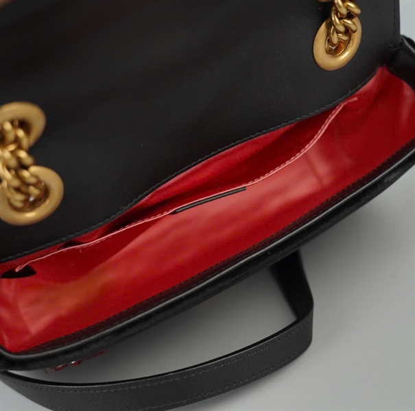 Túi GG marmont đen đính hoa sz21 KG+