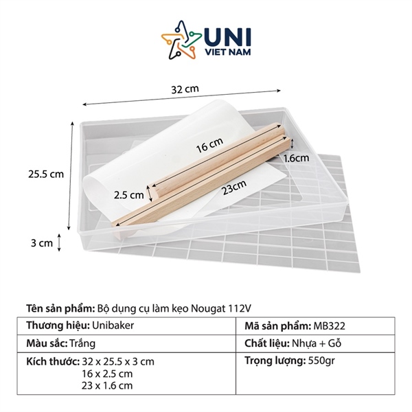 Khuôn kẹo nougat nhựa 112 Viên MB322