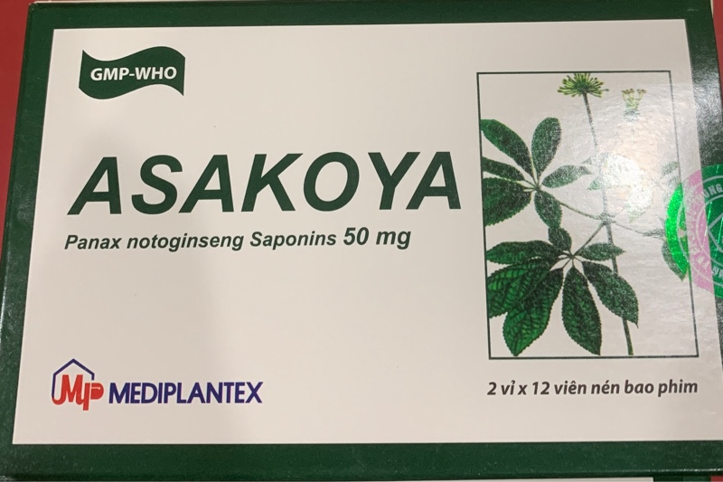 Asakoya (Panax notoginseng Saponins 50mg)(H 2vỉ x 12viên) - Mediplantex
