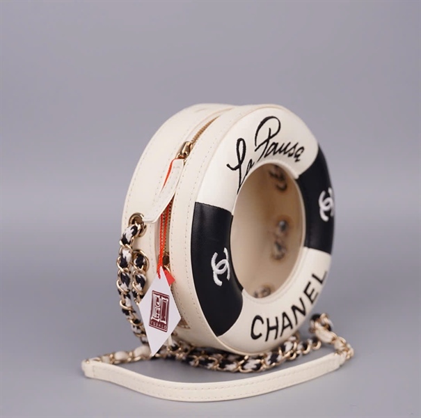 Túi Chanel tròn trắng đen (26919729) sz18 KG+