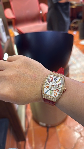 Đồng hồ Franck Muller mặt số màu dây đỏ (No100) (HC) +