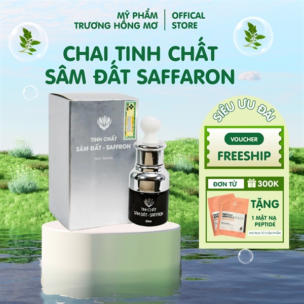 Serum tinh Chất Sâm Đất Saffaron trị mụn (Tặng 1 lọ mặt nạ ngủ hoa thuốc bắc , trắng da trị mụn-Tặng 1 chay lột mụn) + Tặng 10 Mặt Nạ Thai Nhau Cừu Cấp Ẩm Trắng Da