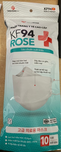 Khẩu trang y tế KF94 Rose trắng (Túi*10 cái) - Thanh Phương New