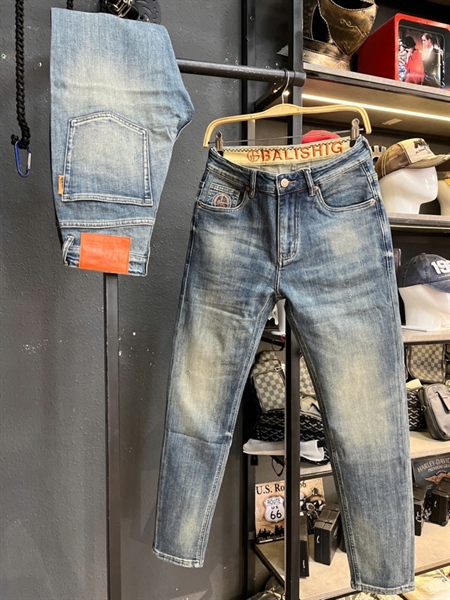 Jean QC Cao Cấp MCC-LD8121 xanh bạc lưng chỉ nâu