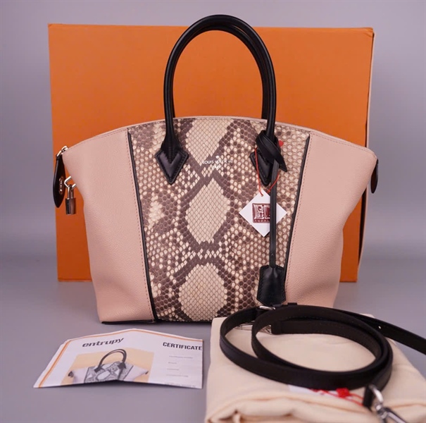 Túi LV Lockit hồng da trăn kèm ổ + chìa (AH1106) sz27 +