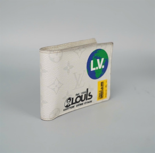 Ví LV trắng logo xanh +