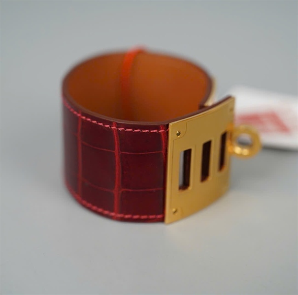 Vòng tay Hermes nâu đỏ da trăn +