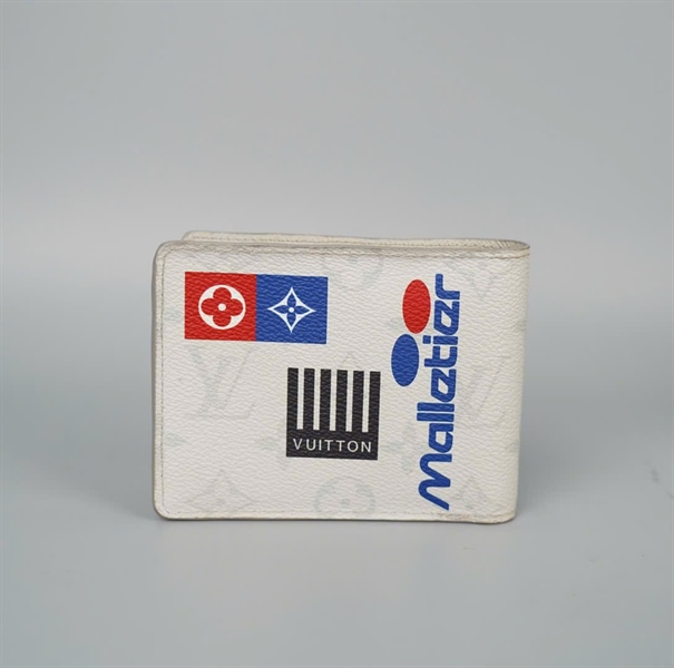 Ví LV trắng logo xanh +