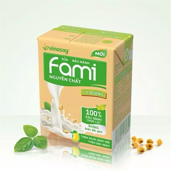 Sữa đậu nành Fami nguyên chất 1 lốc 200ml x 6