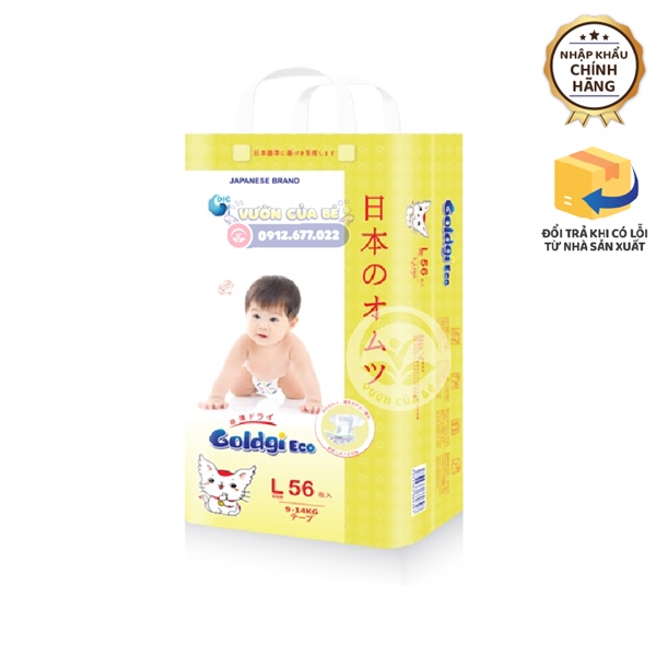 Bỉm Goldgi Eco size 04 L dán 56 (9-14kg)