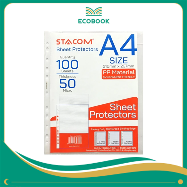 Bìa lá đựng A4 gáy 11 lỗ D3050, dày 0.05mm,hiệu stacom