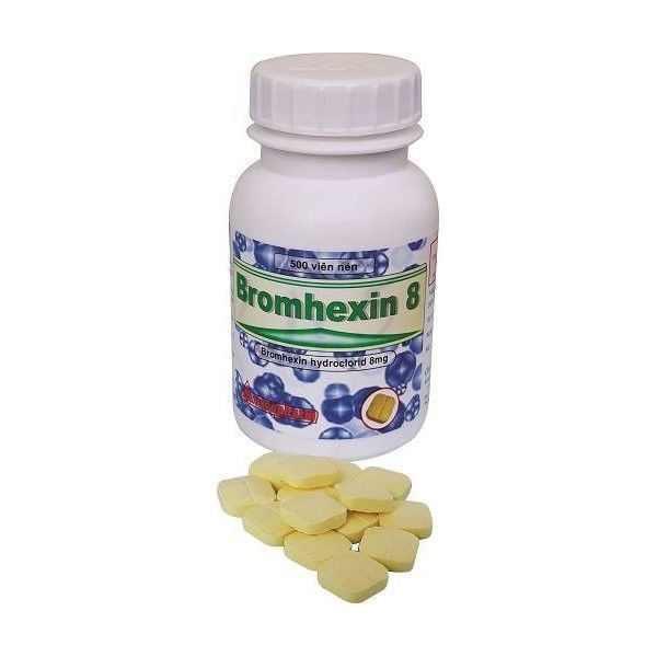 Bromhexin 8mg viên vuông vàng vacopharm (c/500v nén)