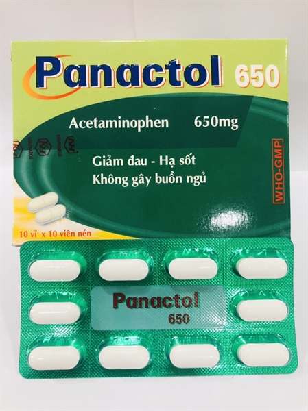 (date cận T6.2025) Panactol Paracetamol 650mg Khapharco (H/100V)