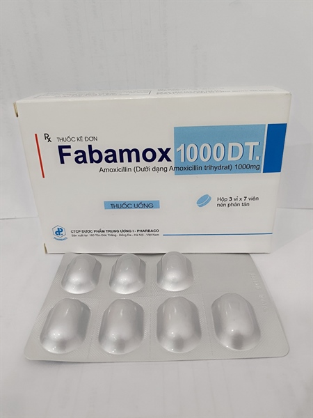 Fabamox amoxicillin 1000dt pharbaco (h/21v)