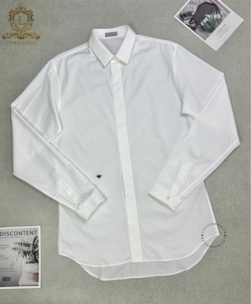 Sơ mi Dior dài tay trắng ong đen