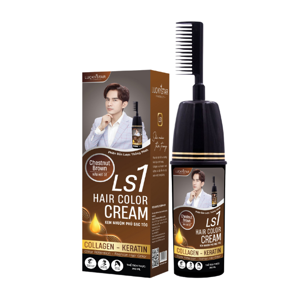 Kem Gội Nhuộm Phủ Bạc nâu hạt dẻ chai lược Lucky Star (c/250ml)