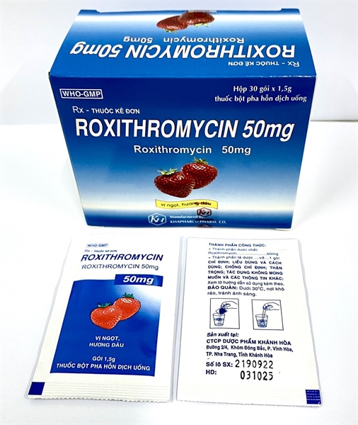 Roxithromycin 50mg hương dâu khapharco (h/30g/1.5gr)