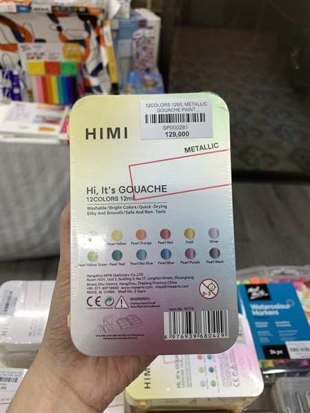 Bộ Màu Metallic nhũ Gouache Thạch Himi MIYA 12Màu - Dòng Chuyên Nghiệp 12ML