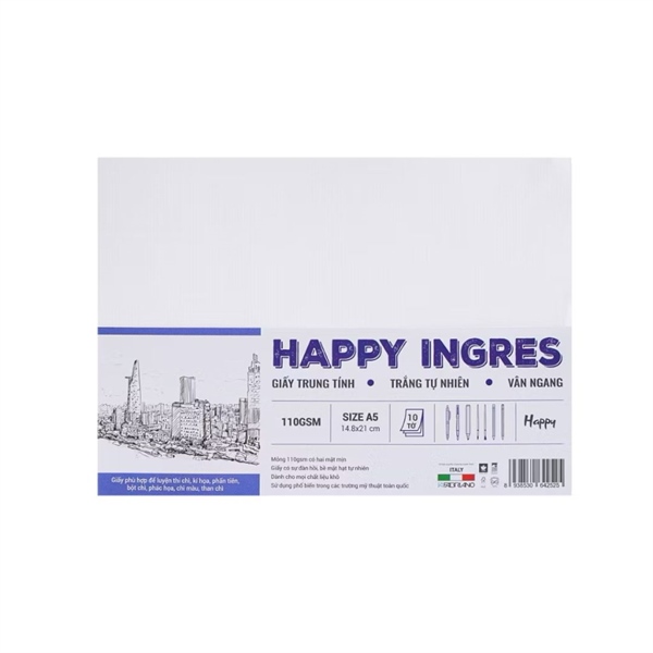Giấy Vẽ Màu Chì Happy Days ingres 110gsm A5 10 tờ