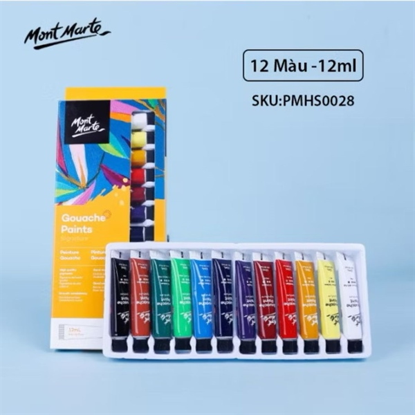 Bộ Màu Gouache Mont Marte Signature – Set 12 Màu Tuýp 12ml