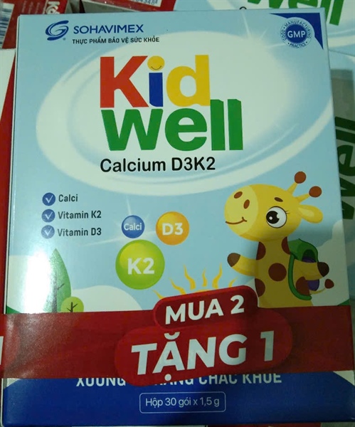 TPBVSK Kid Well Calcium D3K2 (Hộp 30 gói x 1,5g) - PP Sohaco