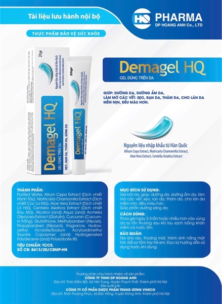Gel bôi Demagel HQ 20g (Sẹo, rạn da, thâm da, sáng da) - Viheco
