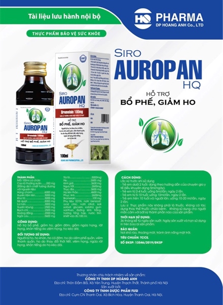 Siro Auropan HQ 100ml (Hỗ trợ bổ phế, giảm ho) - Fusi