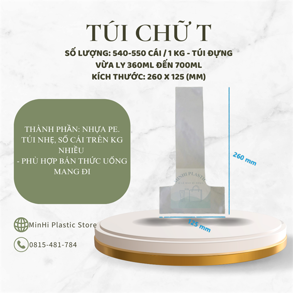 Bọc chữ T PE trắng trong Zin