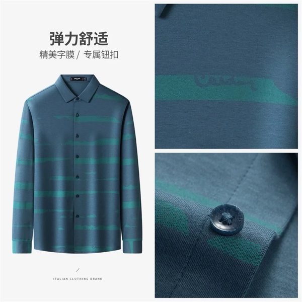 Áo sơ mi nam PierreCardin vải thun màu xanh loang