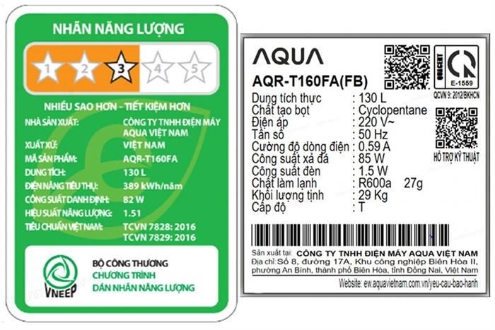 Tủ lạnh Aqua 130 lít