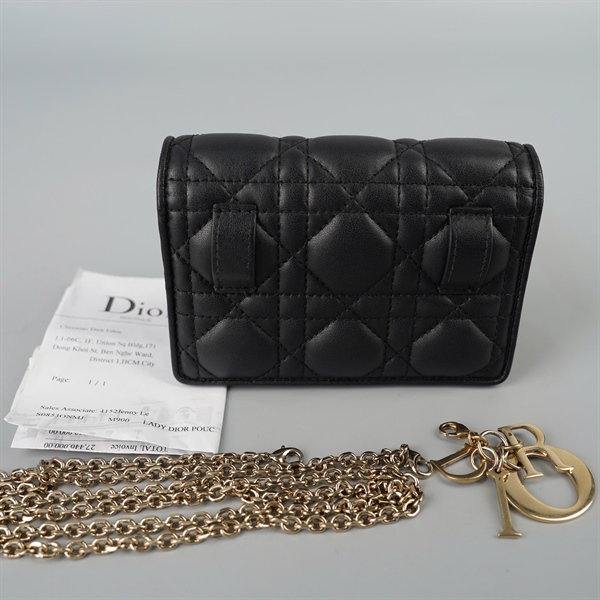 Túi Dior dáng ví màu đen kèm charm sz13 (BQ) KG+