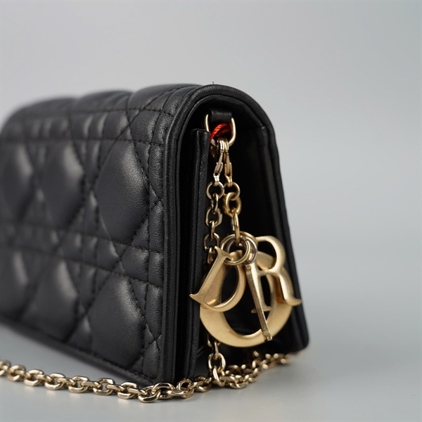 Túi Dior dáng ví màu đen kèm charm sz13 (BQ) KG+