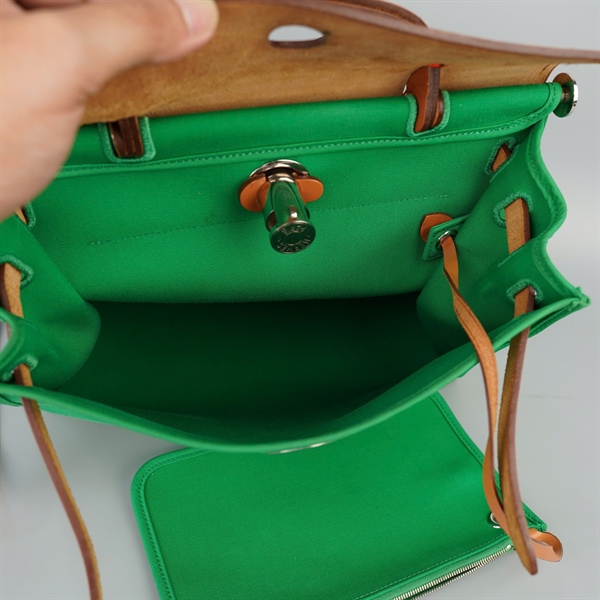 Túi Hermes màu xanh nắp nâu kèm ví sz30 KG+