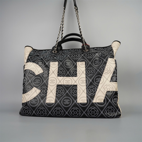 Túi Chanel tote đen trắng (25717513) sz38 có lót form KG+