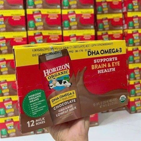 Sữa nước Horizon Organic Mỹ DHA tách kem socola 12pack ( từ 1 tuổi)