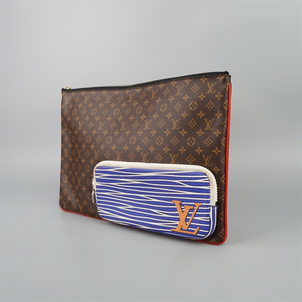 Túi LV clutch hoa nâu kèm ngăn ngoài sz35 (BQ) KG+
