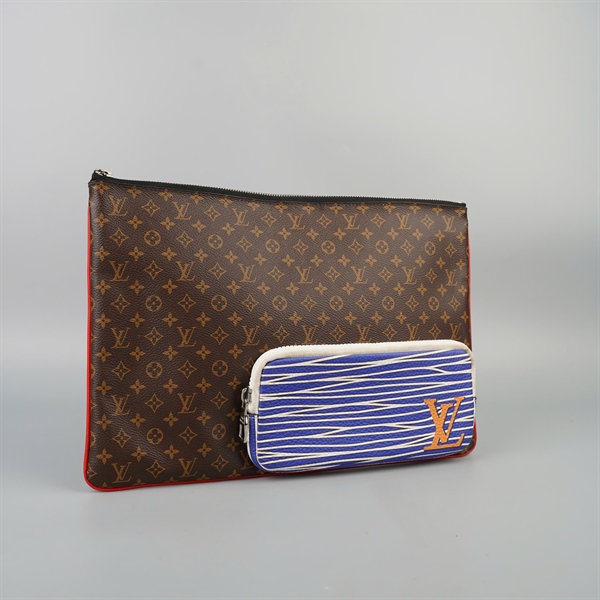Túi LV clutch hoa nâu kèm ngăn ngoài sz35 (BQ) KG+