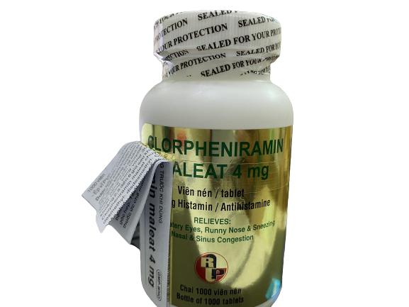 Clorpheniramin 4mg robinson (chai/1000 viên nén)
