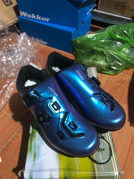 Giày Không Cá Sport 2 khóa vặn Sz40- Xanh đổi màu Road MTB (đôi)