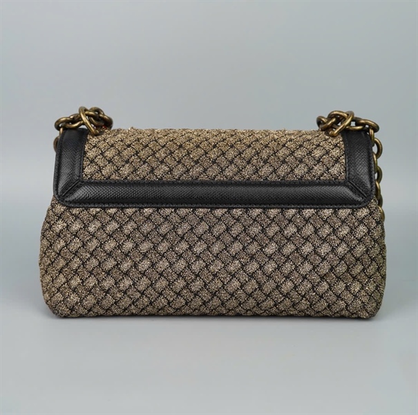 Túi Bottega xám ánh kim viền đen sz26 KG+