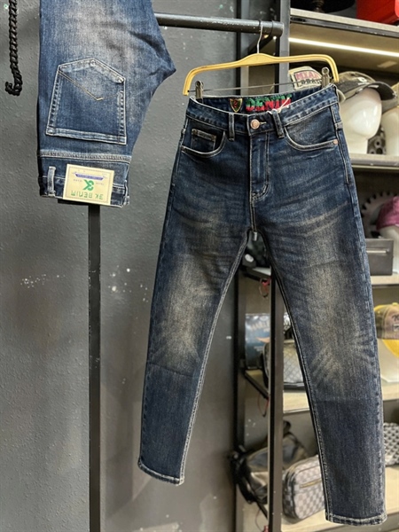 Jean Dài QCCC3K- K2237 Xanh was phủ Nâu đồng lót caro